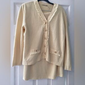 Vintage Yellow Cardigan & Skirt Set